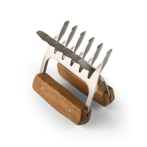 HOKICHEN Bear Claws Meat Shredder for BBQ - Perfectly Shredded Meat, Best Pulled Pork Shredder Claw x 2 For Barbecue, Smoker, Grill - Stainless Steel Meat Forks with Wooden Handle