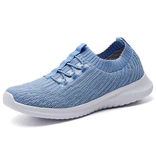 konhill Women's Lightweight Athletic Running Shoes Walking Casual Knit Workout Sneakers 7.5 US Aqua,38