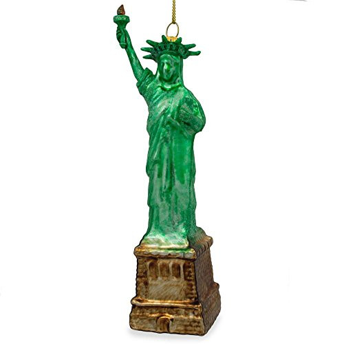 BestPysanky New York Statue of Liberty Blown Glass Christmas Ornament 6.25 Inches