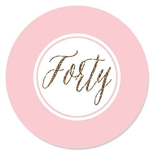 Big Dot of Happiness Chic 40th Birthday - Pink and Gold - Birthday Party Circle Sticker Labels - 24 Count