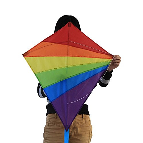 Fun Central AY976 Kites for Kids, Rainbow Diamond Kite, Easy Flyer Kite