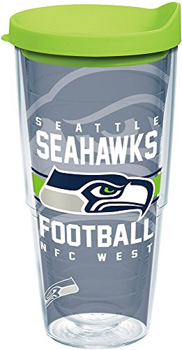 Tervis 1180533 NFL Seattle Seahawks Gridiron Tumbler with Wrap and Lime Green Lid 24oz, Clear