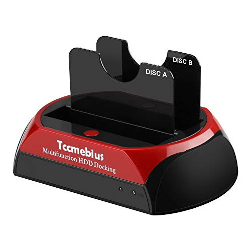 Hard Drive Docking Station, Tccmebius TCC-S868-US USB 3.0 to 2.5 3.5 Inch SATA IDE Dual Slots External HDD Enclosure, for 2.5" 3.5" IDE SATA I/II/III HDD SSD