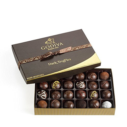 Godiva Chocolatier Assorted Dark Chocolate Truffles, Gift Box, 24 Count