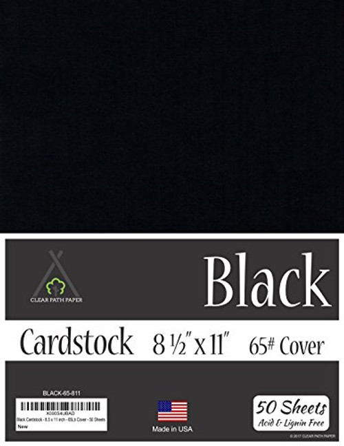 Black Cardstock - 8.5 x 11 inch - 65Lb Cover - 50 Sheets