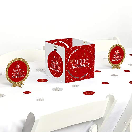 Big Dot of Happiness Red and Gold Friendsmas - Friends Christmas Party Centerpiece and Table Decoration Kit