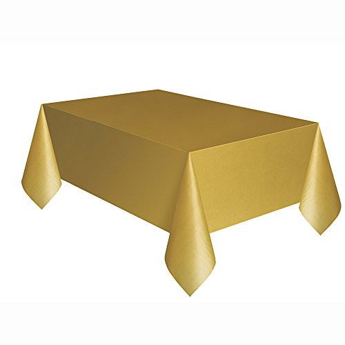 108" x 54" Gold Plastic Tablecloths, 2ct