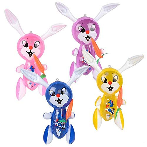 Rhode Island Novelty 17" Inflatable Rabbits with Carrot | 12 Pack | Assorted Colors