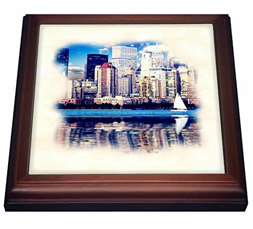 3dRose trv_212716_1 New York City Skyline Trivet with Ceramic Tile, 8" by 8", Brown 3dRose trv_212716_1 New York City Skyline Trivet with Ceramic Tile, 8" by 8", Brown