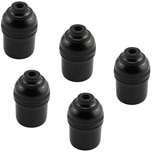 DZS Elec 5PCS E27 Black Light Sockets Lamp Base Screw Cap Lighting Accessories Light Bulb Holder Edison Vintage Lights