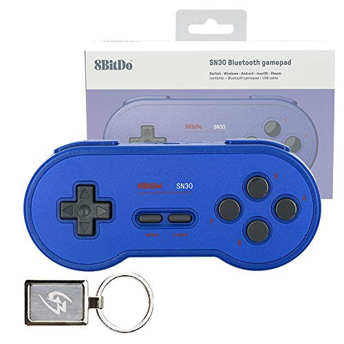 Mcbazel 8Bitdo SN30 GP Blue Edition Bluetooth Gamepad Wireless Controller for Windows Android macOS Steam Nintendo Switch 80BK with Gam3Gear Keychain