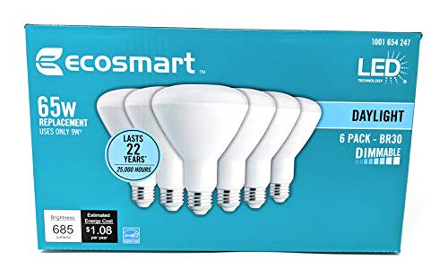 EcoSmart 65W Equivalent Daylight BR30 Dimmable LED Light Bulb (6-Pack)