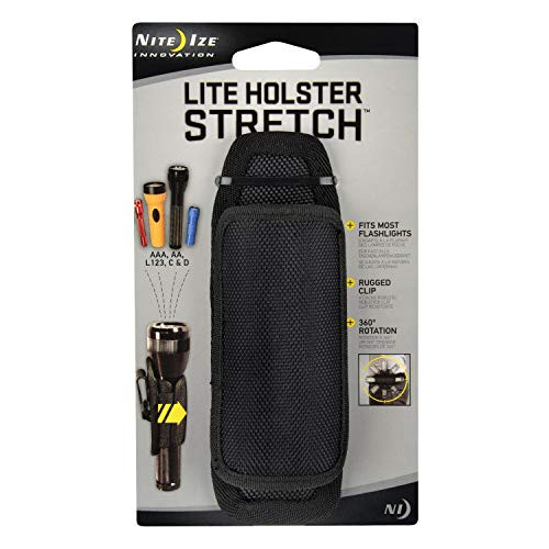 Nite Ize LHS-03 Clip-On Flashlight Holster with Stretch Capability and 8-Position Rotating Clip - Durable Nylon Flashlight Holster for Belt Attachment with Full 360 Degree Rotation