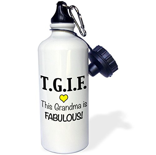 3dRose TGIF This Grandma is Fabulous, Yellow-Sports Water Bottle, 21oz (wb_202950_1), 21 oz, Multicolor