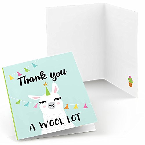 Big Dot of Happiness Whole Llama Fun - Llama Fiesta Baby Shower or Birthday Party Thank You Cards (8 Count)