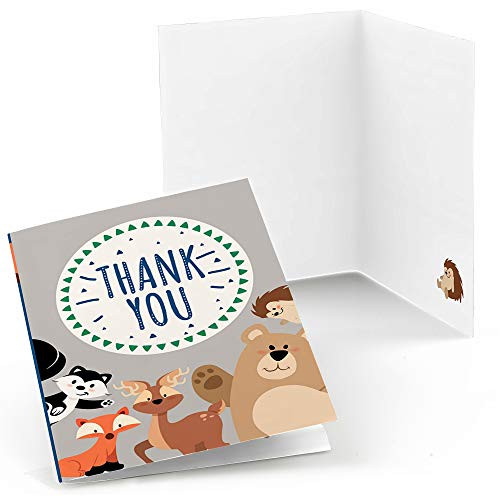 Stay Wild - Forest Animals - Woodland Baby Shower or Birthday Party Thank You Cards (8 Count)