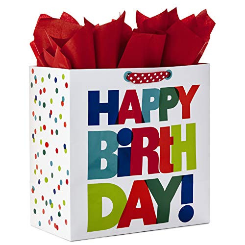Hallmark Extra Large Birthday Gift Bag with Tissue Paper (Happy Birthday Lettering)