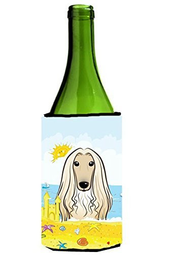 Caroline's Treasures BB2112LITERK"Afghan Hound Summer Beach" Wine Bottle Hugger Koozie, 750ml, Multicolor