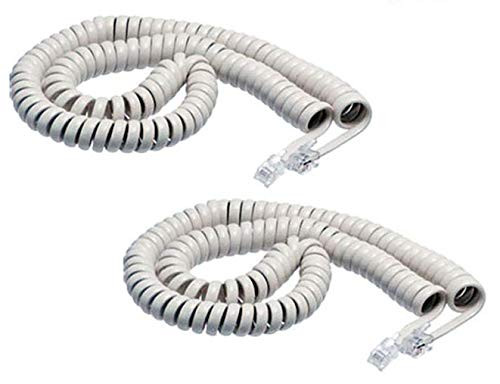 iMBAPrice (Pack of 2) White Coiled Telephone Phone Handset Cable Cord, Coiled Length 3 to 12 feet Uncoiled (Value Pack)