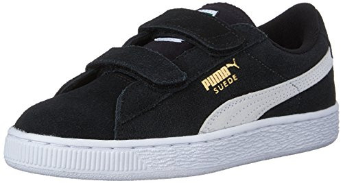 PUMA Suede Classic 2-Strap Sneaker  , Black/White, 6 M US Toddler
