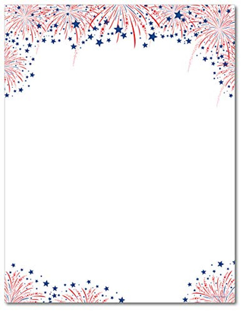 Fireworks American Patriotic Stationery Paper - 80 Sheets