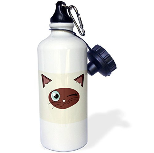 3dRose Cute Winking Cat Siamese Markings-Sports Water Bottle, 21oz (wb_165780_1), 21 oz, Multicolored 3dRose Cute Winking Cat Siamese Markings-Sports Water Bottle, 21oz (wb_165780_1), 21 oz, Multicolored
