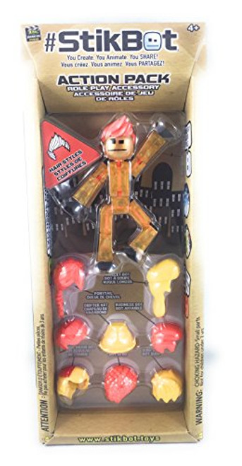 Stikbot, Hair Styles Action Pack Role Play Accessory Set (Gold Stikbot with Yellow and Orange Hair) Stikbot, Hair Styles Action Pack Role Play Accessory Set (Gold Stikbot with Yellow and Orange Hair)