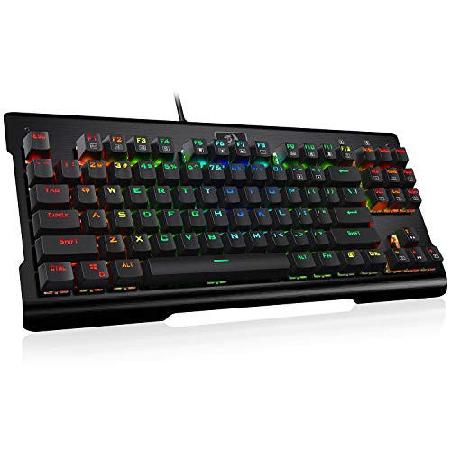 Redragon K561 VISNU Mechanical Gaming Keyboard, Anti-ghosting 87 Keys, RGB Backlit, Wired Compact Keyboard with Clicky Blue Switches for Laptop, Windows, PC Games