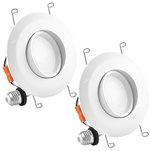 Luxrite 5/6 Inch Gimbal LED Recessed Light, 15W, 3000K Soft White, Dimmable LED Downlight, 1010 Lumens, Energy Star & ETL Listed, CRI 90, Damp Location - Adjustable Recessed Lighting (2 Pack)