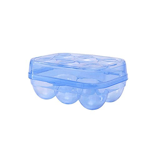 JAMOR 6 Grid Egg Storage Box Refrigerator Crisper Egg Protection Box Portable Egg Carriage Container For Camping Picnic Essential (Blue)