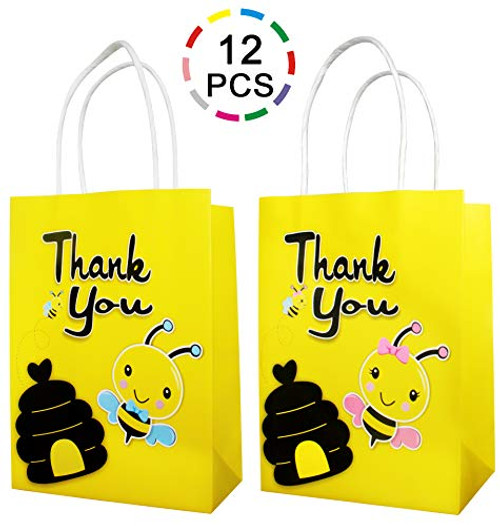 Uniceworld 12Pcs Bee Bags Party Favor Gift Bags Birthday Baby Shower Theme Party Decoration Treat Bags with Handle