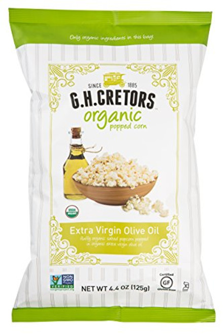 G.H. Cretors Popcorn, Organic Popcorn Extra Virgin Olive Oil, 4.4-Ounce Bags (Pack of 12)