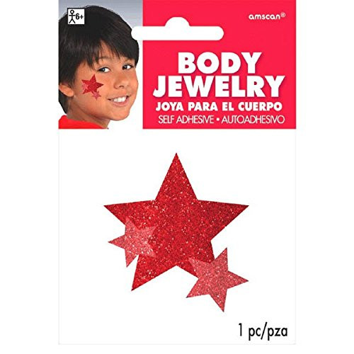 Amscan Spirit Glitter Body Jewelry, Party Accessory, Red