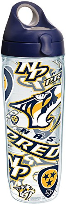 Tervis 1266487 NHL Nashville Predators All Over Tumbler with Wrap and Navy with Gray Lid 24oz Water Bottle, Clear Tervis 1266487 NHL Nashville Predators All Over Tumbler with Wrap and Navy with Gray Lid 24oz Water Bottle, Clear
