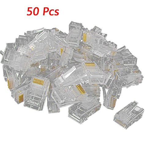 Generic 006104 RJ45 CAT5 Crystal Network Modular Connector Plug 8P8C, 50 Pieces