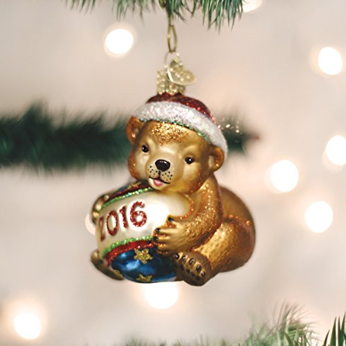 Old World Christmas Playful Cub 2016 Glass Blown Ornament