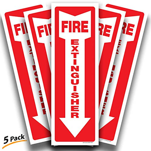 Fire Extinguisher Signs Stickers  5 Pack 4x12 Inch  Premium Self-Adhesive Vinyl Decal, Laminated for Ultimate UV, Weather, Scratch, Water & Fade Resistance, Indoor & Outdoor