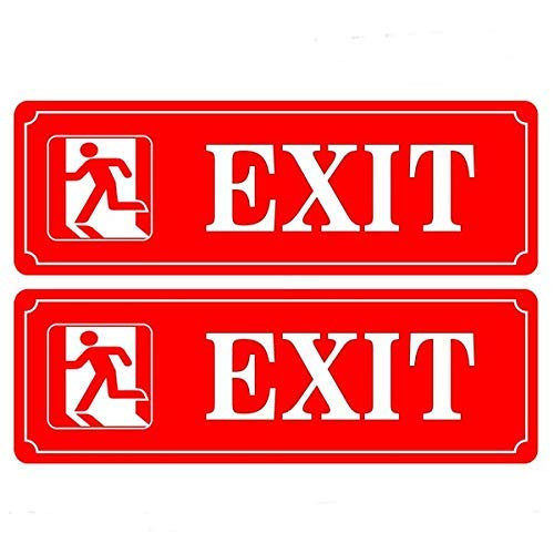 Outdoor/Indoor (2 Pack) 9" X 3" - EXIT Door Sign - Red & White Notice Back Adhesive Vinyl Label Sticker Decal - for Business Store, Shop, Cafe, Office, Restaurant