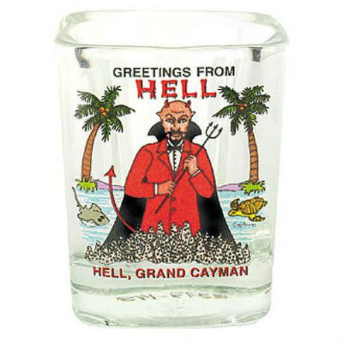 Cayman Islands Greetings From Hell Grand Cayman Square Shot Glass