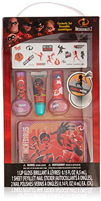 TownleyGirl The Incredibles Sparkly Cosmetic Set with Lip Gloss, Nail Polish and Nail Stickers and Storage Tin, 6 CT TownleyGirl The Incredibles Sparkly Cosmetic Set with Lip Gloss, Nail Polish and Nail Stickers and Storage Tin, 6 CT