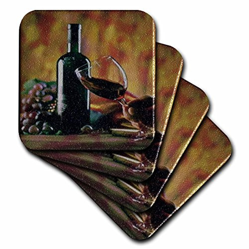 3dRose CST_36496_3 Glass of Wine in Napa-Ceramic Tile Coasters, Set of 4