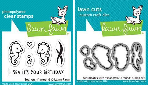 Lawn Fawn - Seahorsin' Around Stamps Set and Dies Set - 2 Item Bundle