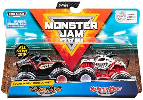 Monster Jam, Official Monster Mutt Rottweiler vs. Monster Mutt Dalmatian Die-Cast Monster Trucks, 1:64 Scale, 2 Pack