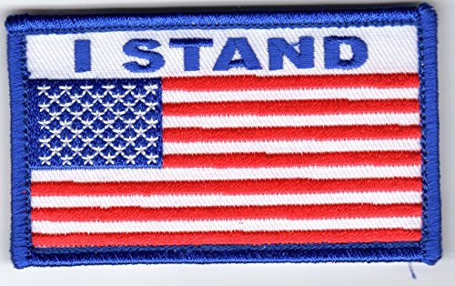 Eagle Crest I STAND American Flag 2" x 3" Hook & Loop 2 Piece Patch