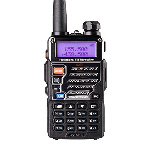 Baofeng UV-5RE Two Way Radio Long Range Walkie Talkie UHF VHF Radio Dual-Band136-174/400-480 MHz 128Channels Upgrade Enhanced Metallic Version FM Amateur Portable Radio Transceiver Black