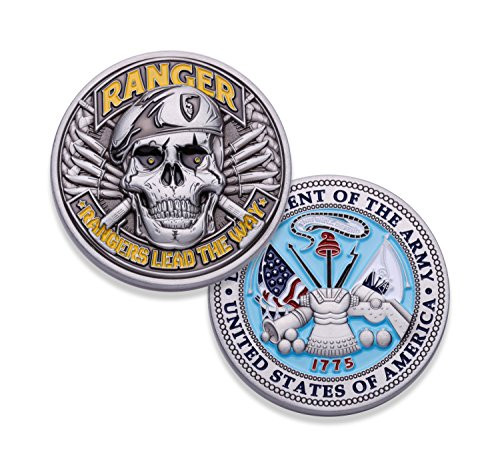 Army Ranger Challenge Coin! Amazing 3D US Army Skull Custom Coin! Designed By A Military Veteran! Officially Licensed Army Military Coin! 1.75"