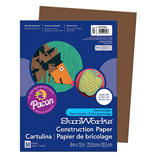 SunWorks PAC6803BN Construction Paper, Dark Brown, 9" x 12", 50 Sheets Per Pack, 10 Packs