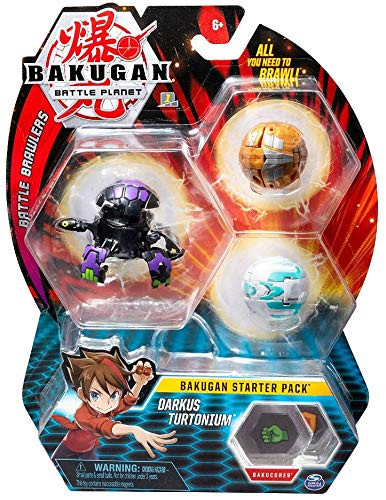 Bakugan Starter Pack 3-Pack, Darkus Turtonium, Collectible Transforming Creatures, for Ages 6 and Up