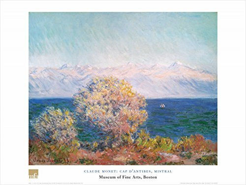 Buyartforless Cap D'antibes, Mistral by Claude Monet 32x24 Art Print Poster Famous Painting Ocean Mountain Landscape