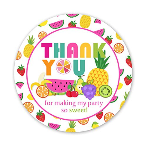 KREATWOW 48 Pack Tutti Frutti Party Supplies Fruit Thank You Sticker Labels Tutti Fruity Stickers for Party Favors Girls Birthday Party Baby Shower Supplies